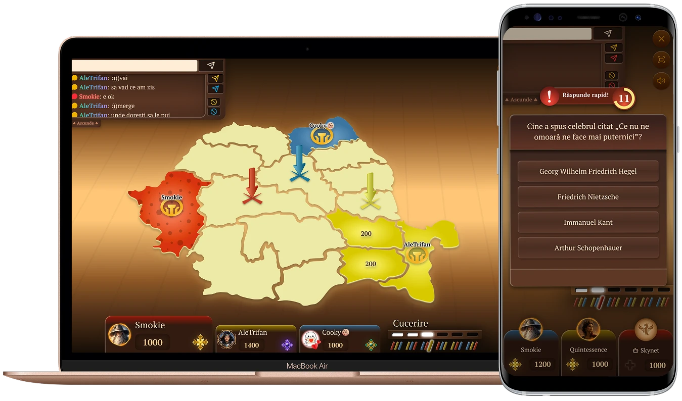 ConQUIZtador 2 pe telefon, tabletă și desktop