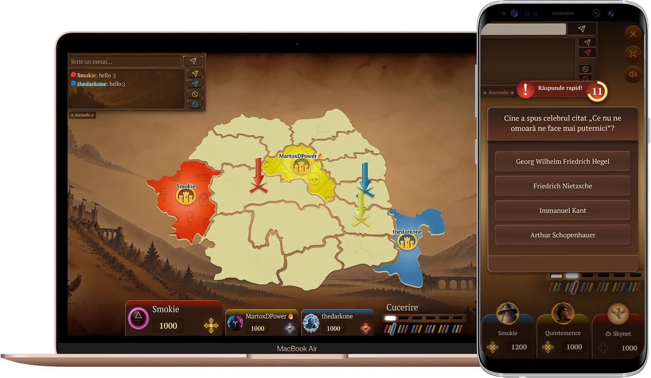 ConQUIZtador 2 pe telefon, tabletă și desktop